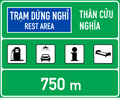 Biển báo IE.456a - Khoảng cách đến trạm dừng nghỉ