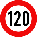 Biển báo P.127-120 - Tốc độ tối đa cho phép (120 km/h)