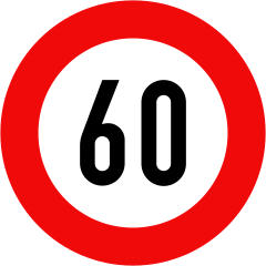 Biển báo P.127-60 - Tốc độ tối đa cho phép (60 km/h)