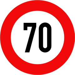 Biển báo P.127-70 - Tốc độ tối đa cho phép (70 km/h)