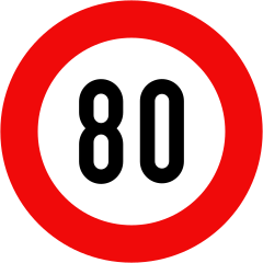 Biển báo P.127-80 - Tốc độ tối đa cho phép (80 km/h)